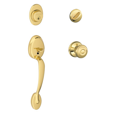 Plymouth Handleset with Single Cylinder Deadbolt and Georgian Door Knob and Rosette