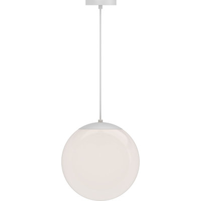  1-Light Indoor White 12" Globe Single Pendant with White Opal Glass Shade