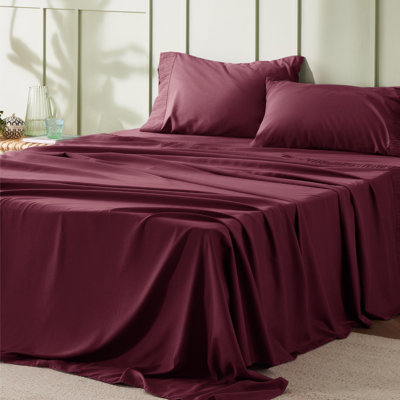 Bedsure Polyester Microfiber Sheet Set Hotel Luxury Sheets, Easy Care Cooling Bed Sheet Set 84GSM(101" x 107") GentleSoft™️