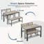 Ensemble de table de salle à manger 4 pièces pour 4 personnes avec 2 bancs-1095838334