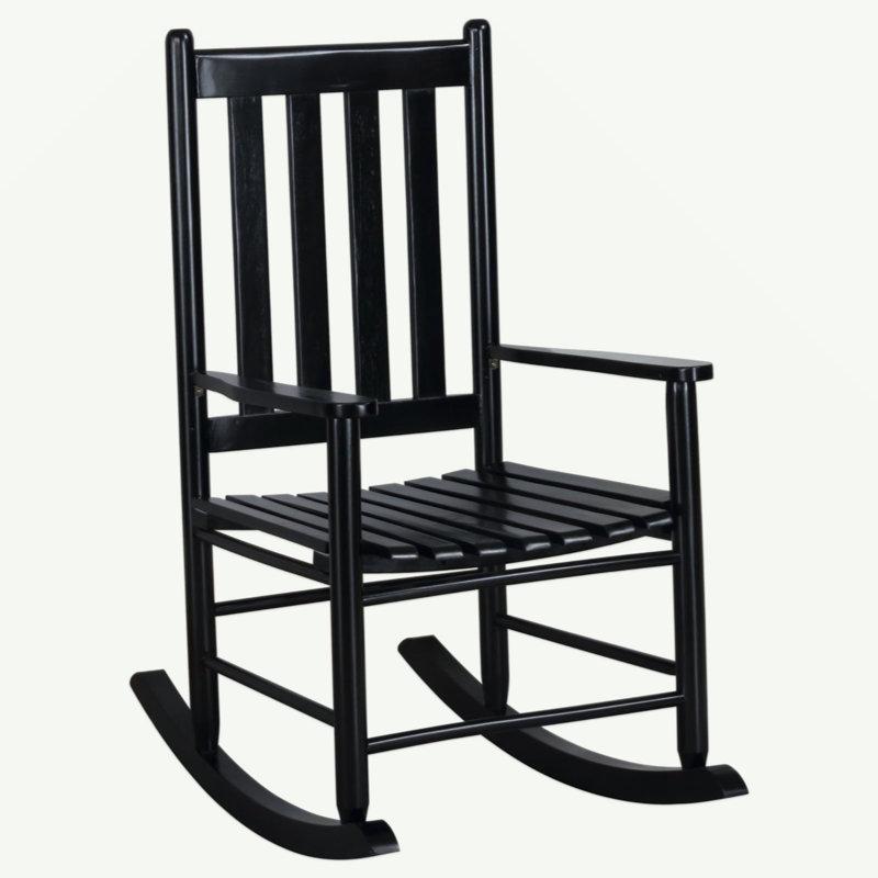 Chaise berçante à dossier à lattes, Noir, noir, noir, noir