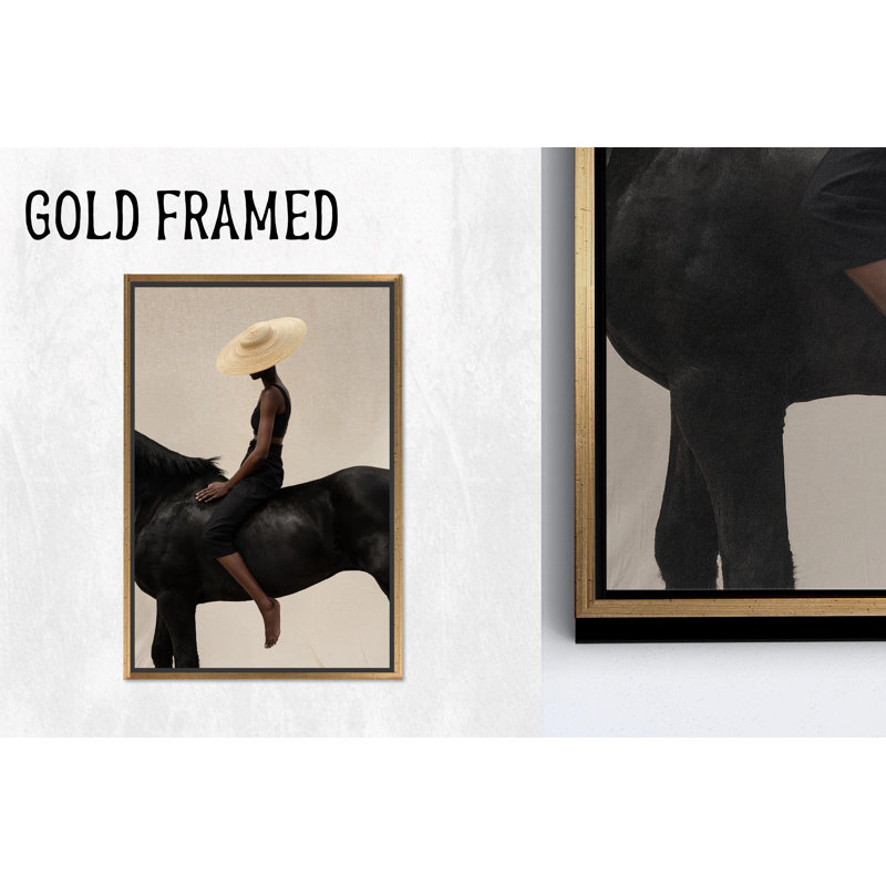 Toile imprimée: Œuvre de cheval élégante pour décor moderne, 1P GoldFramedCanves, H : 31,6 x L : 23,7 pouces