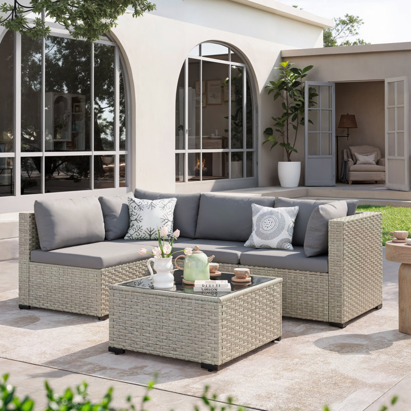 5 Pieces Patio Conversation Set,  Dark Gray