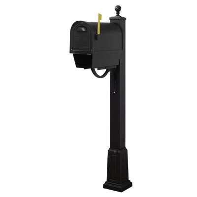 Classic Aluminum Post Mounted Mailbox with Magnetic Closure