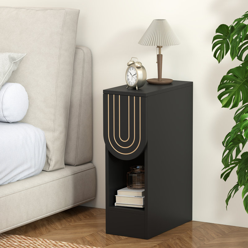 End Table With Storage, Black