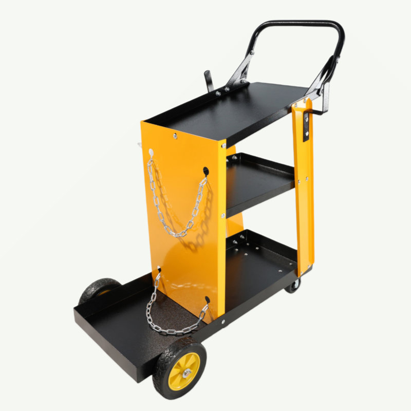 Chariot de soudage multifonctionnel à 3 niveaux. Rangement pour bouteilles de gaz et accessoires.