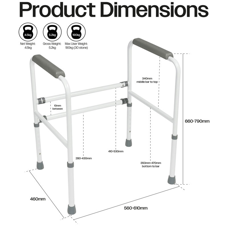 Ashford Height Adjustable Toilet Frame
