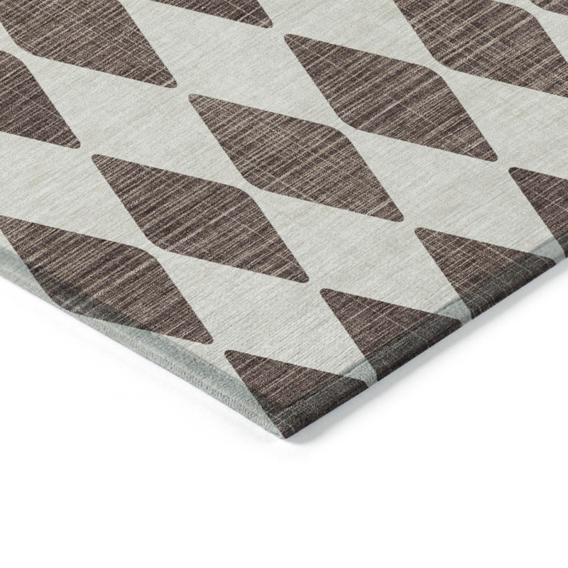 Tapis intérieur géométrique lavable antidérapant brun 5 pi x 8 pi