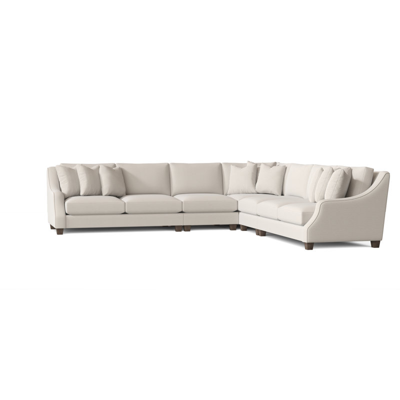 Larson 138" Wide Symmetrical Down Cushion Modular Corner Sectional, Aged Gray, Cream Chenille 1345-002