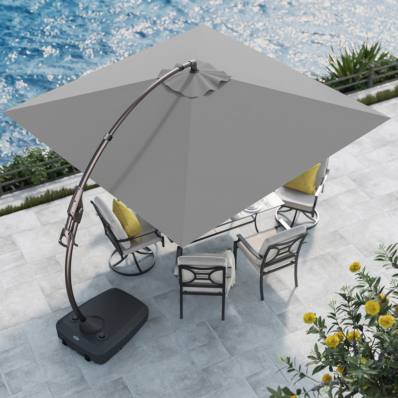 Desiree 9'10" Square Cantilever Sunbrella Umbrella, Canvas Charcoal