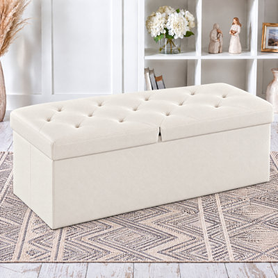 Banc de rangement rembourré en similicuir, banc d'entrée pliable et banc de chambre