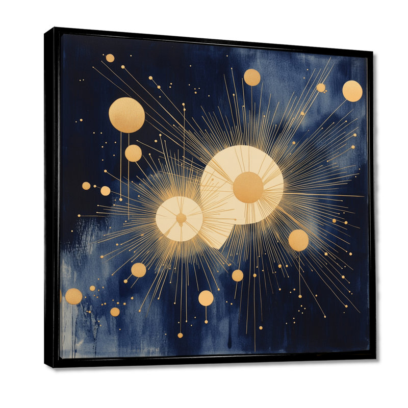 Constellation Wall Art, Abstract Starburst Canvas, Cemya, Cadre flottant noir, H 16 po x l 16 po