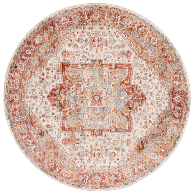 Tapis oriental ivoire / rouille, Rond 6 pi 4 po