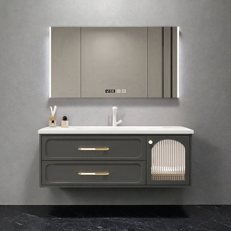 French cream style rest room bathroom cabinet, 51"