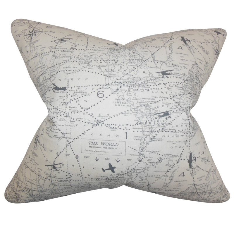 Coussin décoratif en coton de typographie caily, 18 po x 18 po, Polyester / bourre de polyester