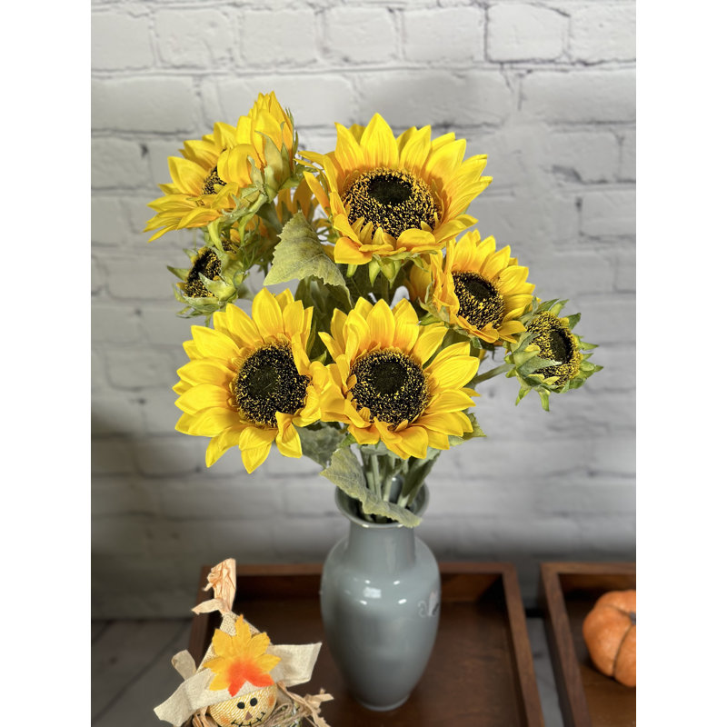Tige de tournesol pleine floraison, H 25 po x l 11 po x P 7 po
