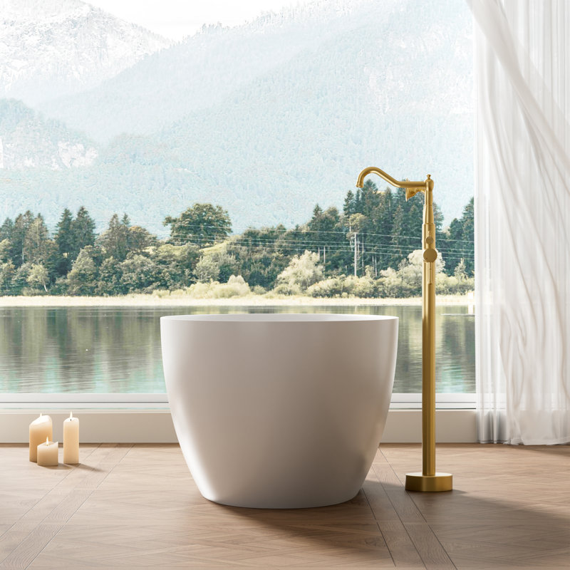 Baignoire de trempage autoportante de 67 po x P 32 po avec drain et trop-plein à rainure, blanc