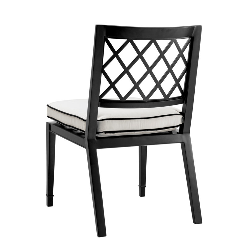Chaise de patio avec coussin Bersum, Cadre noir / coussin blanc