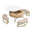 Table basse moderne à plateau relevable avec rangement et 3 repose-pieds blanc et naturel