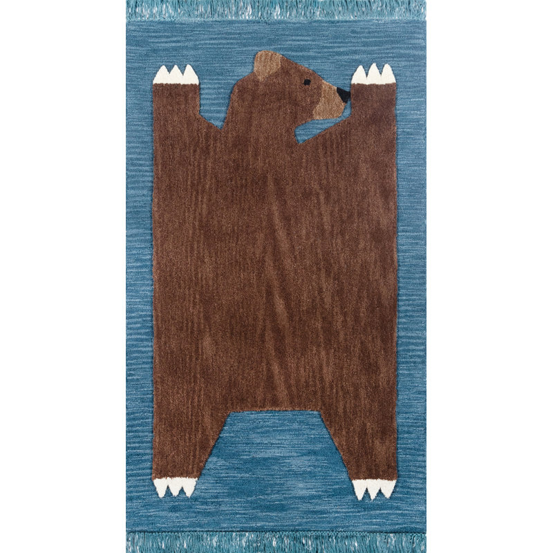 Tapis bleu marine Castille pour enfants, Rectangulaire 4 pi x 6 pi