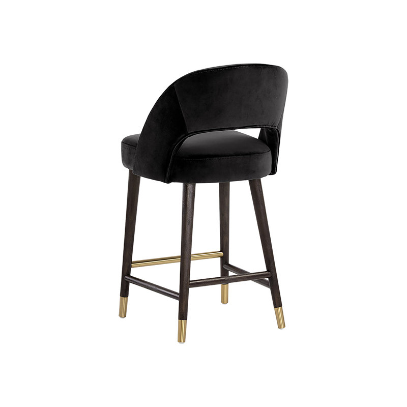 Monae Upholstered Stool, Counter Stool (26" Seat Height), Black