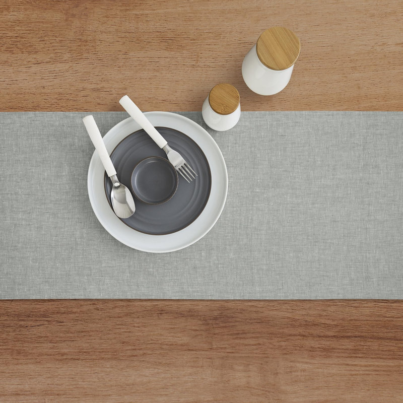 100% Pure Linen Table Runner - Athena, 60" x 14", Chambray Grey