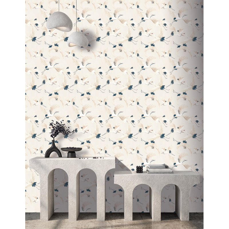 Papier peint texturé Cranes In Flight Pi., Gris