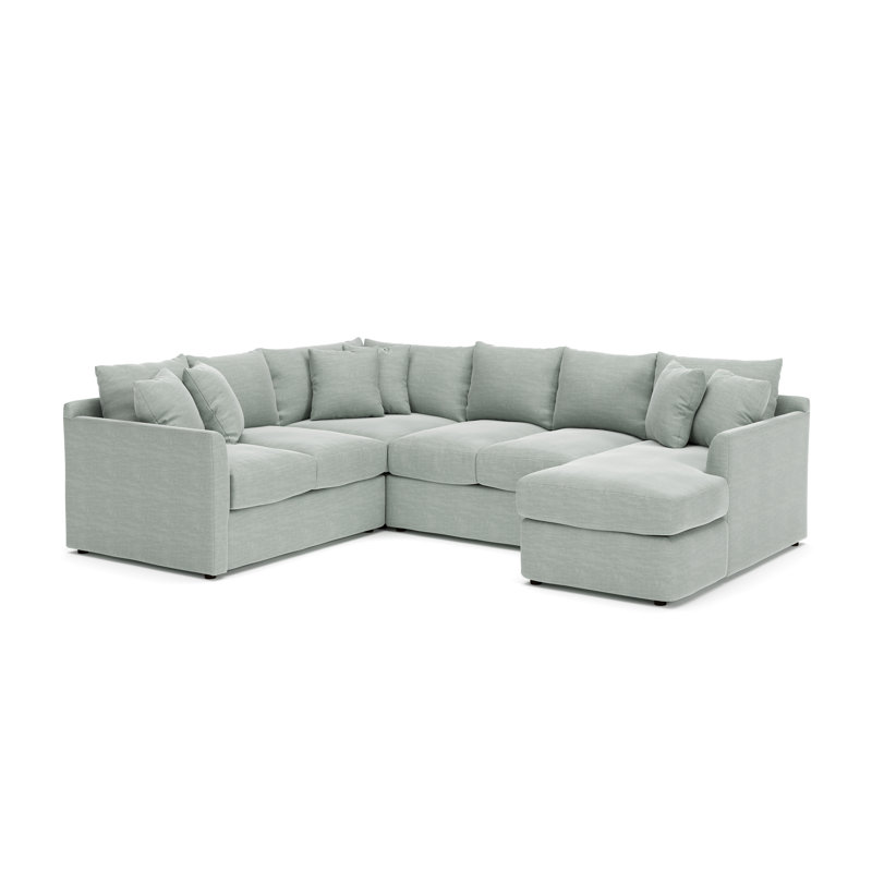Cecelia 119" W Sinuous Springs 6-Person 3-Piece U-Shaped Sectional, Conversation Capri Basketweave, Right Hand Facing