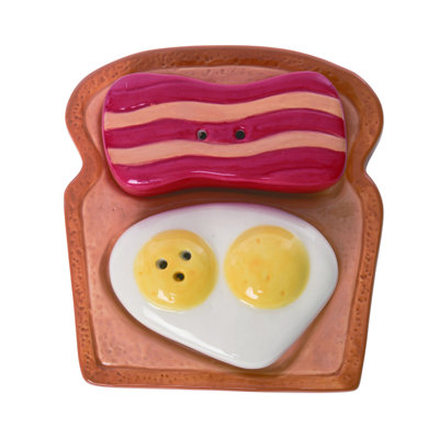 Transpac Ceramic 3.75" Country Breakfast Salt Pepper Shaker Set Of 3