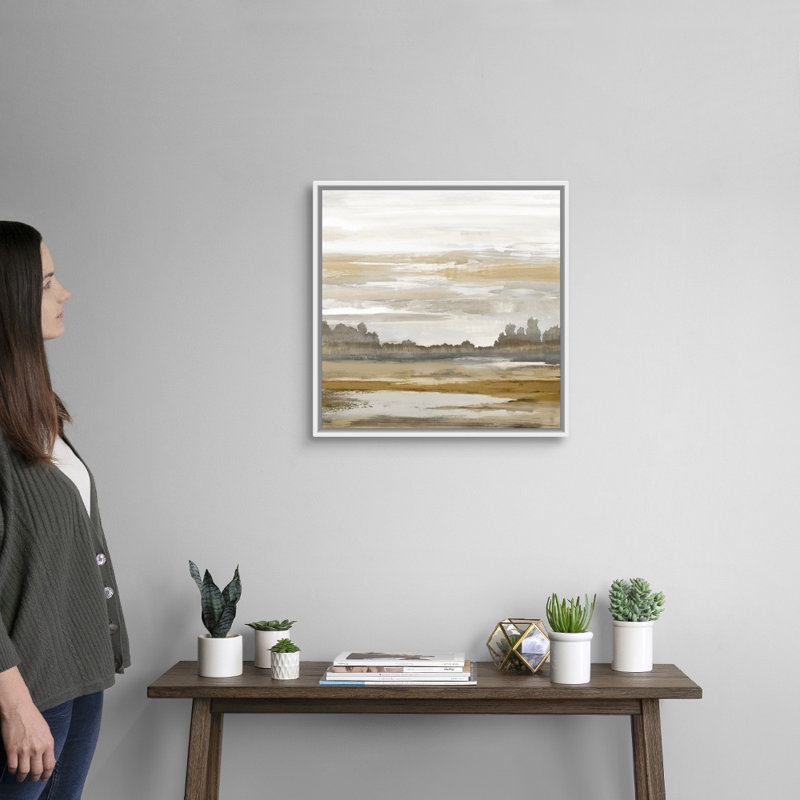Reproduction d’art sur toile, "Landscape abstract" par David Moore, Cadre blanc, H 22 po x l 22 po x P 1,75 po