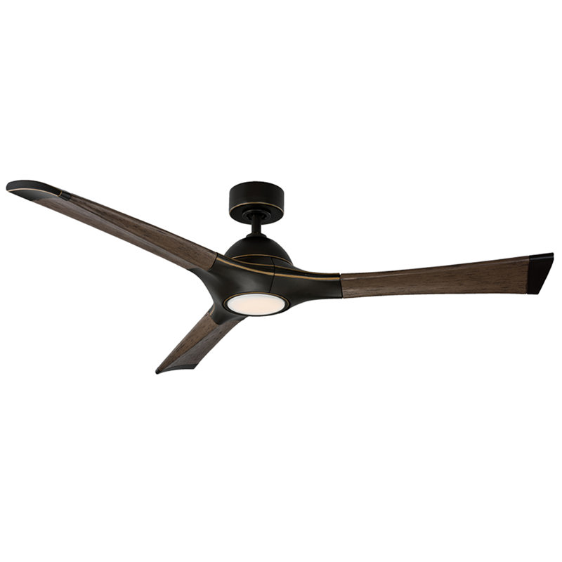 72" Woody 3 - Blade Outdoor Smart Propeller Ceiling Fan with Light Kit Included, 60", Oil Rubbed Bronze/Dark Walnut, 2700K
