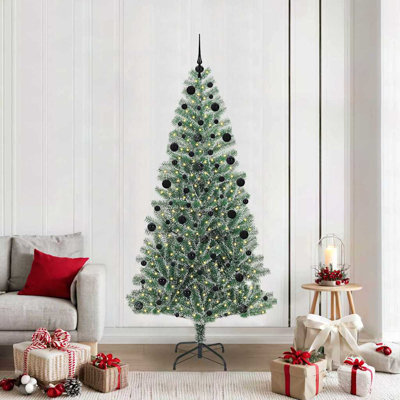vidaXL Artificial Christmas Tree Snow Flocked with LED Light