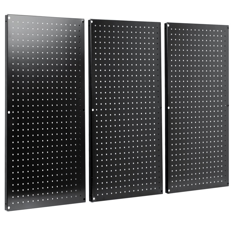 Panneau perforé mural en acier noir 48 po x 32 po VIVO (système à 3 panneaux)
