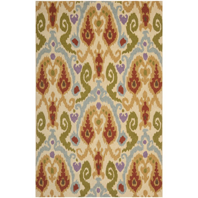 Tapis oriental ivoire en laine crocheté à la main Oriental