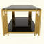 Table basse moderne, rectangulaire, métal asymétrique, finition dorée et tablette inférieure-1014036562