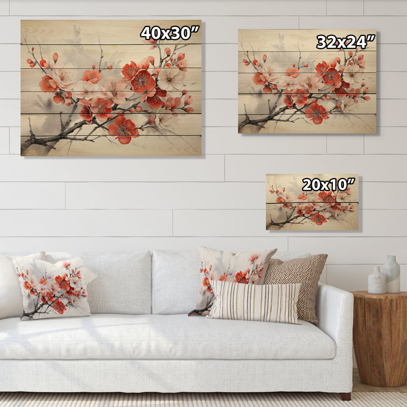 Luissa, art asiatique, pensées, fleurs I sur bois, H 10 po x l 20 po x P 0,78 po