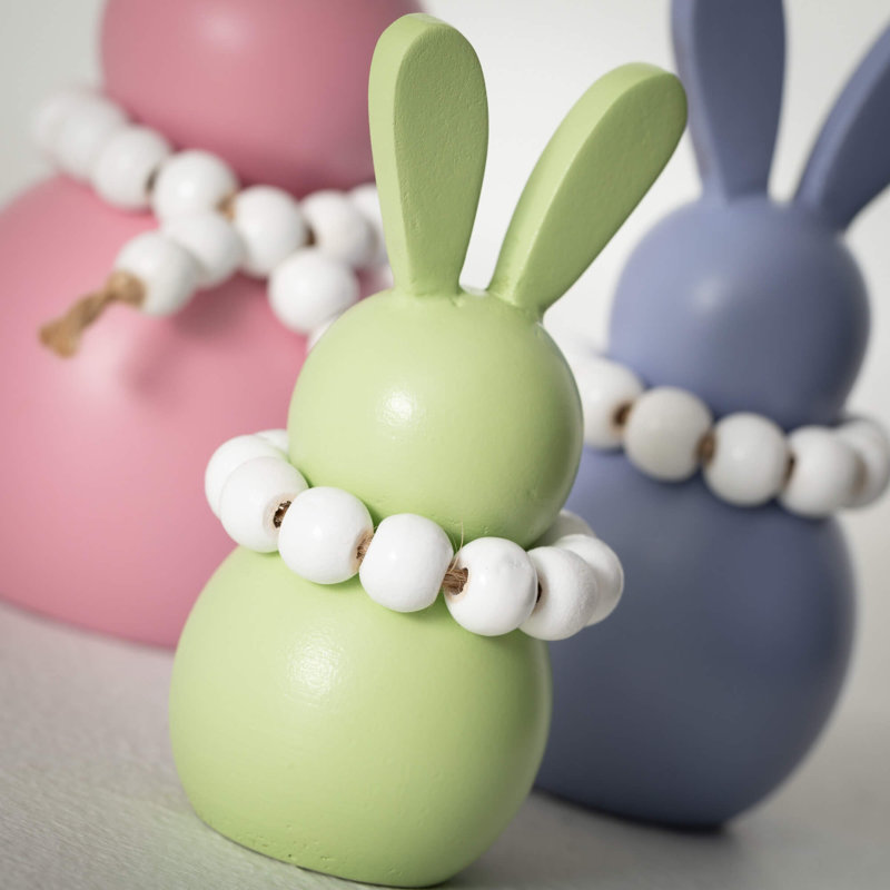 Multicolore, ensemble de 3 figurines de lapin Sullivans H 5,5 po