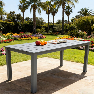 Table de salle à manger en bois gris anthracite de 68,9 po de hauteur, idéale pour les espaces extérieurs et intérieurs de 68,9 po