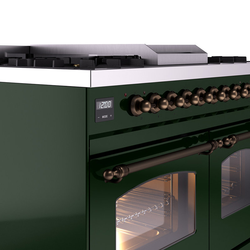 ILVE Nostalgie II 40 in Dual Fuel Range, Natural Gas, Emerald Green/Bronze