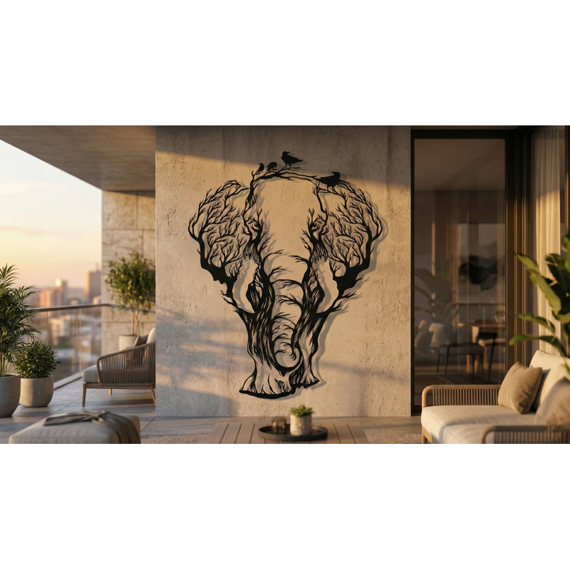 Handmade Boho Animals Wall Decor on Metal, 44" H x 35" W x 1" D
