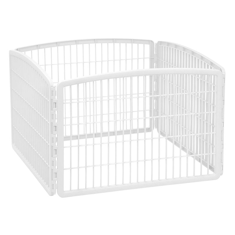  4 Panel 3 Foot 24 Inch High Plastic Indoor Outdoor Pet Play Pen, White