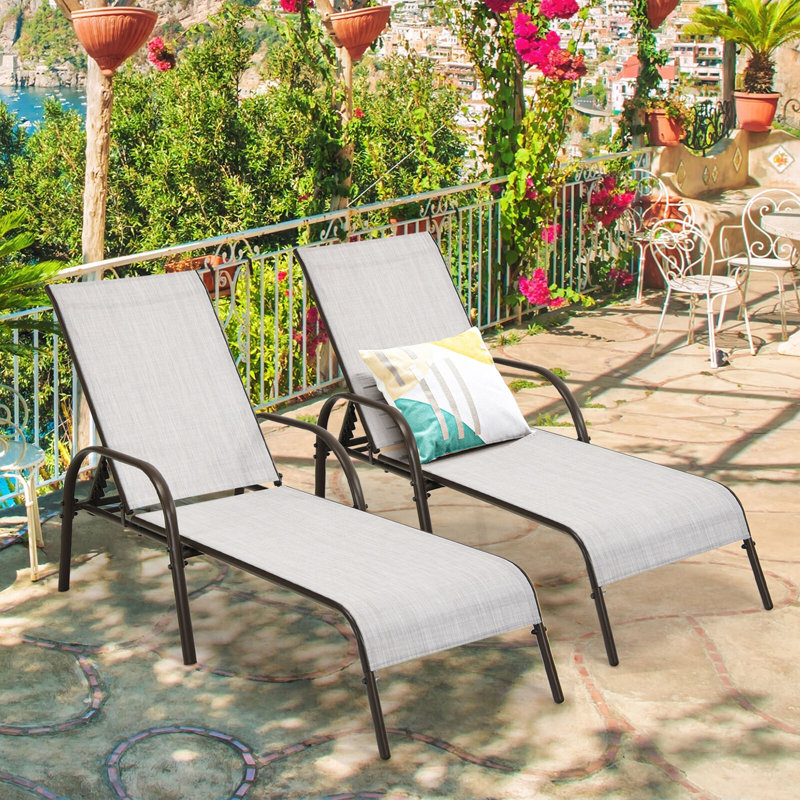 Maudrey Outdoor Metal Chaise Lounge