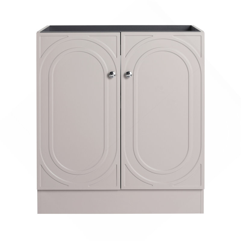 Meuble-lavabo de salle de bain autoportant 30 po et 2 portes d'armoire à fermeture douce - sans le lavabo, Kaki, 30"