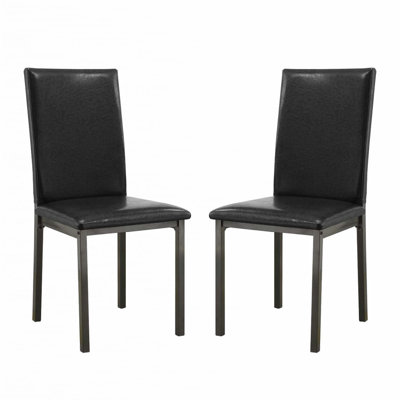 Set Of 2 Leatherette Upholstered Side Chairs