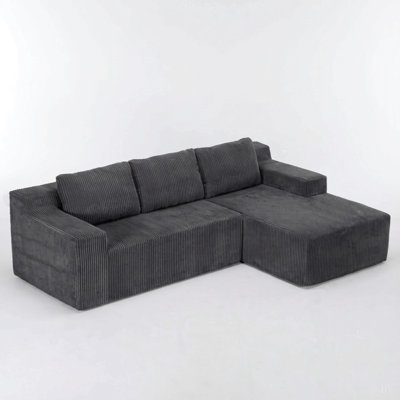 Corduroy Modular L Shaped Sectional Sofa,Luxury Floor Couch Set,Upholstered Indoor Furniture,Foam-Filled Compressed Sofa for Living Room,Bedroom