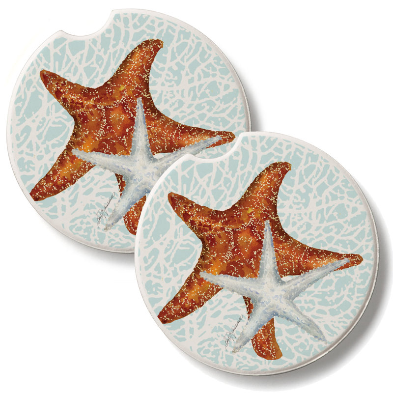 Ensemble de 2 sous-verres de voiture de mer Seas The Day Starfish
