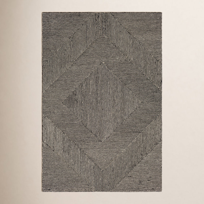 Peeta Hand Tufted Wool Geometric Indoor Rug, Rectangle 8'10" x 12'