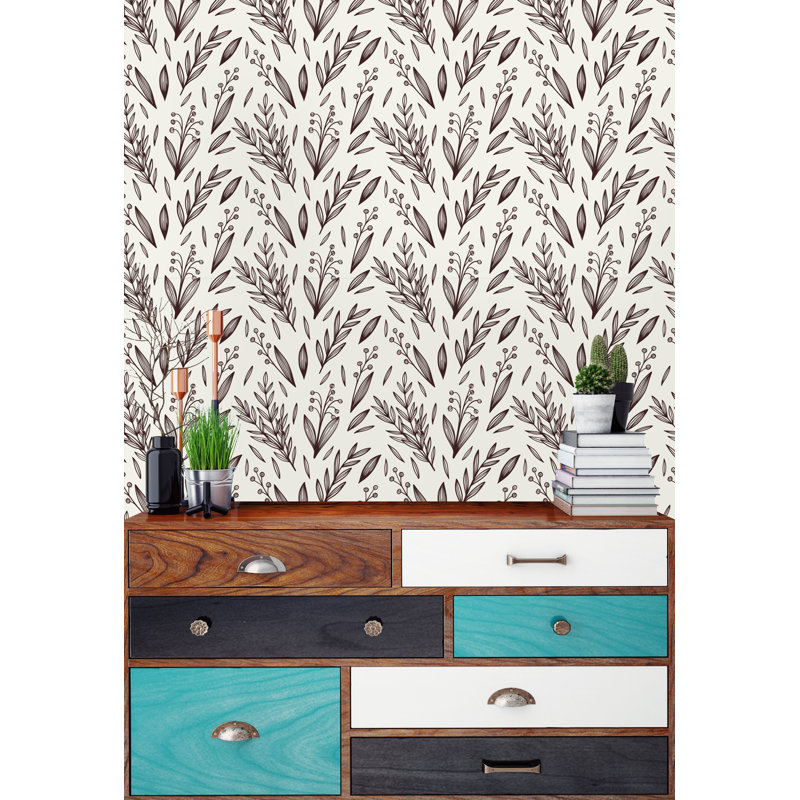 Hand Drawn Branches Peel And Stick Wallpaper, 16.67" L x 25" W