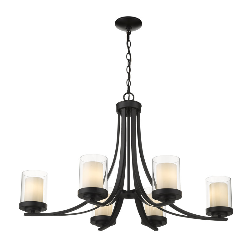 Arie 5-Light Glass Dimmable Chandelier, Matte Black