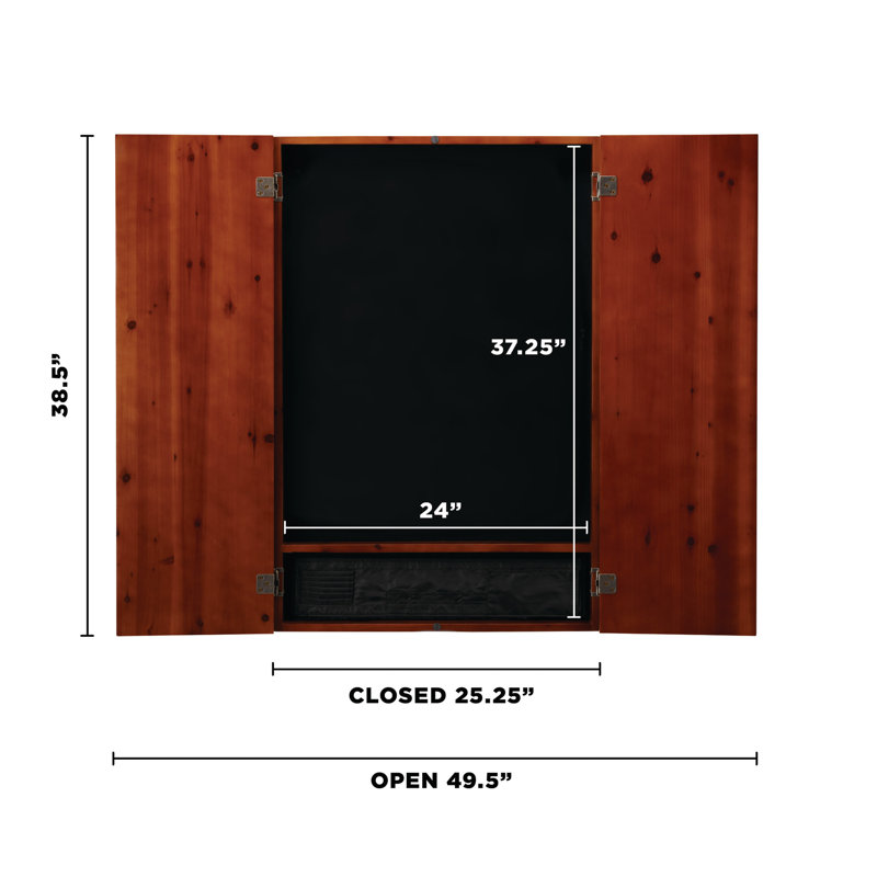 Cinnamon Pine Electronic Dartboard Cabinet Set with LED Light